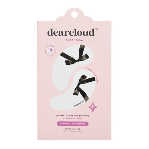 dearcloud Super Glow Under Eye Patches ? Niacinamide & Vitamin C ? Korean Skin Care ? Travel Size Toiletries (Set of 3)