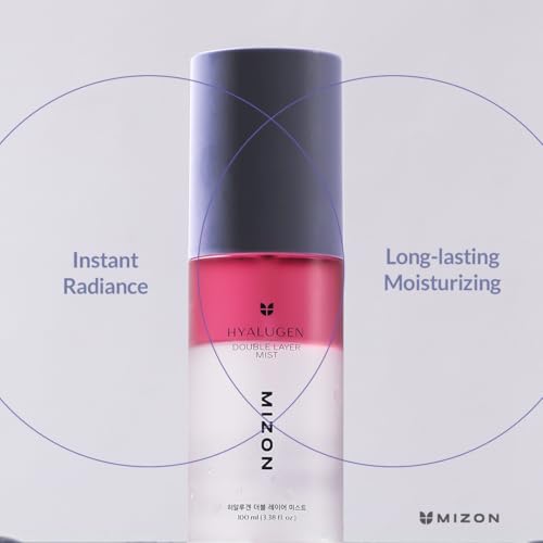 MIZON Hyalugen Double Layer Mist with Hyaluronic Acid and Marine CollagenYouthful Skin Spray Instant Glow Moisturizing Korean Skincare (3.38 oz)