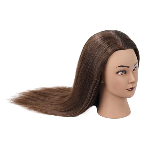 100% Human Hair Mannequin Head 22" Dark Brown with Clamp