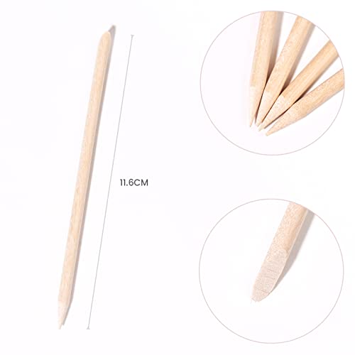 5PCS Orange Wood Nail Stick Set with Storage Tube - Double Sided Cuticle Pusher & Remover