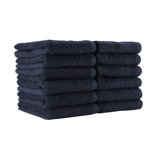 Arkwright Bleach Proof Salon Towels - Pack of 12 - Highly Absorbent, 100% Cotton, Quick Dry Spa Face Towel for Hair Stylist, Barber, Pedicure, and Esthetician, 16 x 27 in, Navy