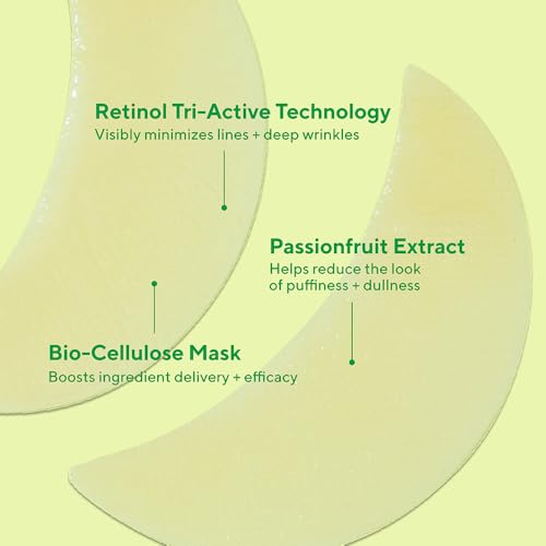 Murad Retinol Youth Renewal Eye Masks ? No-Slip Full Absorption Bio-Cellulose Under Eye Patches with Retinol, Blue Agave, & Passionfruit for Lines, Wrinkles, Puffiness
