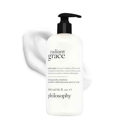 philosophy radiant grace firming body emulsion - luxury scented body lotion - with shea butter - notes of jasmine, black cherry & sandalwood - 16 fl oz