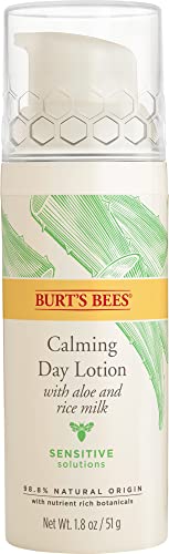 Burt's Bees Calming Day Lotion with Aloe and Rice Milk for Sensitive Skin, 98.8% Natural Origin, 1.8 Fluid Ounces