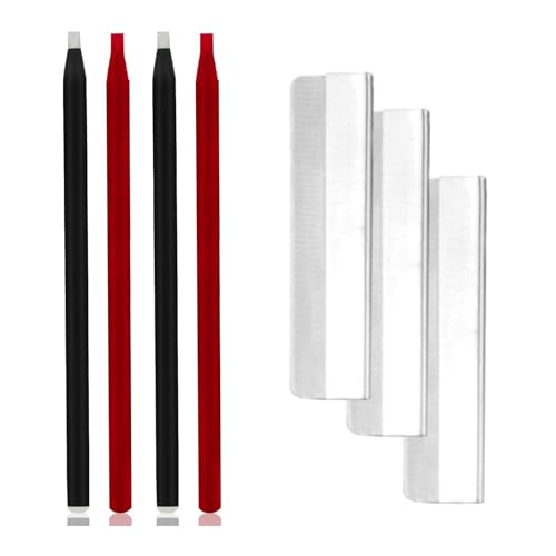 4Pcs Waterproof Pre-Draw Eyebrow Mapping Red and White Pencil - Permanent Makeup Brow & Lip Pencil with Brush, Peel Off Brow MappingTools for Filling, Outlining, Natural Look