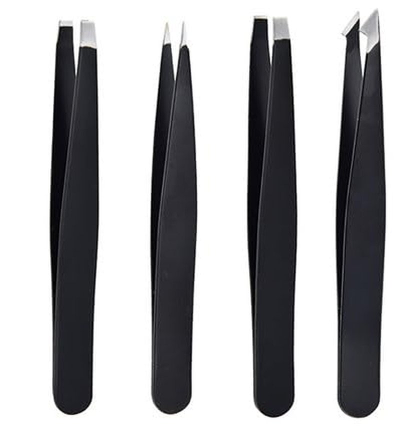 4-Piece Stainless Steel Tweezers Set with Travel Case