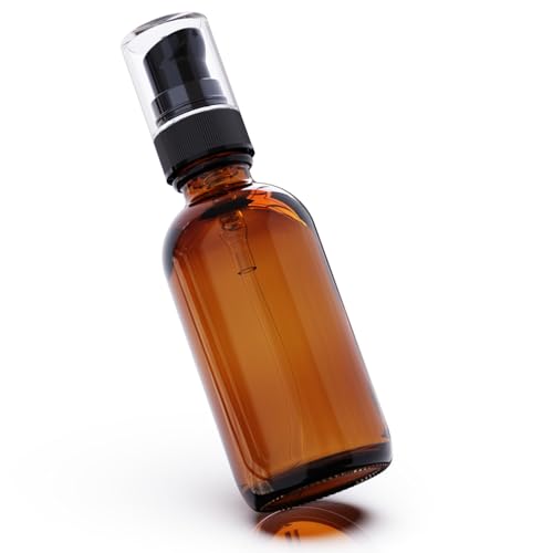 12Pack 60ml Amber Glass Pump Bottle with Black Top,2oz Small Dispenser, Travel Size Refillable Botttles For Lotions,Sercums,Essential Oils