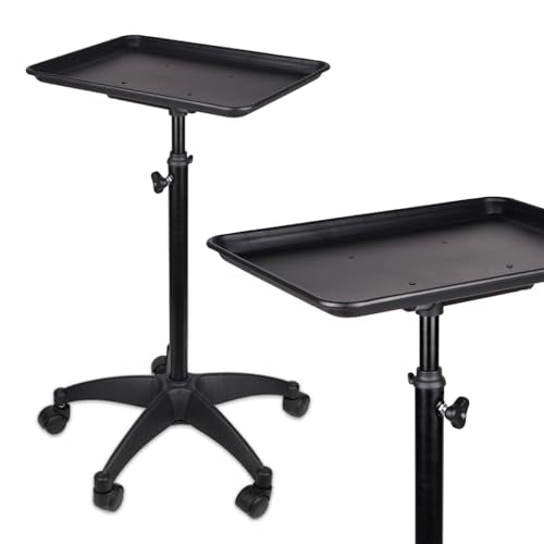 Adjustable Rolling Salon Tray with Wheels - Aluminum
