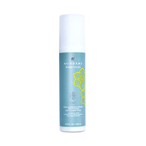 SUNDARI Neem and Blood Orange Body Lotion, 6.8 Fl Oz, Intensive All-Natural Hydration, Skin Repair, Refresh Skin, Energizing Lotion, Absorbs Quickly