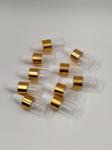 15-Pack Mini Glass Dropper Bottles with Gold Caps