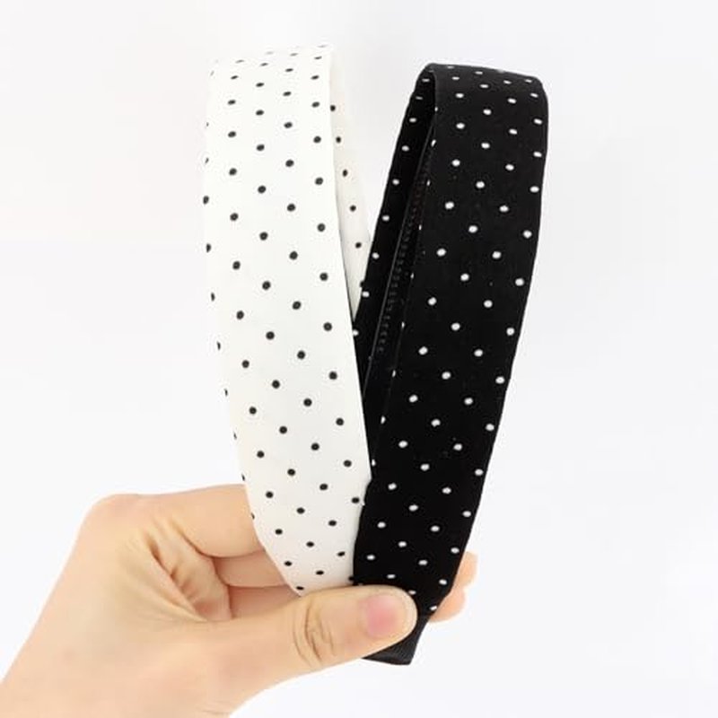 Wecoe Polka Dot Wide Headbands for Women - 2 Pcs Non-Slip Hair Accessories