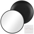 Retro metal compact travel mirror 1x magnification compact portable foldable, used as a compact magnifying glass for wallets and pockets, distortion free folding portable compact mirror (Black)