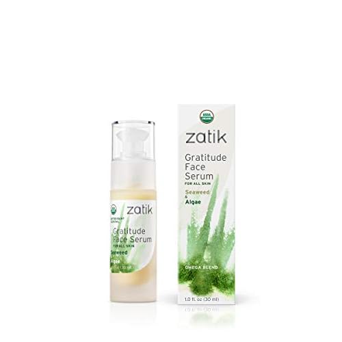 Zatik Naturals - Gratitude Face Serum with Seaweed and Algae, USDA Organic, Vegan, Non GMO Gluten Free, Soy Free, Alcohol Free, pH Balanced, Biodegradable, 1.0 fl oz, 30ml