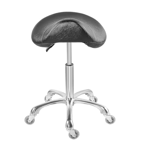 Antlu Saddle Stool Chair Seat Replacement, Saddle Seat Cushion for Round Rolling Medical Salon Stool Chair (Black)