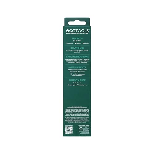 EcoTools All Over Eye Brush, Fluffy Eyeshadow Brush for Blending Lid & Crease Color, Soft Synthetic Bristles for Everyday Eye Makeup, Sustainable, Vegan & Cruelty-Free, 1 Count