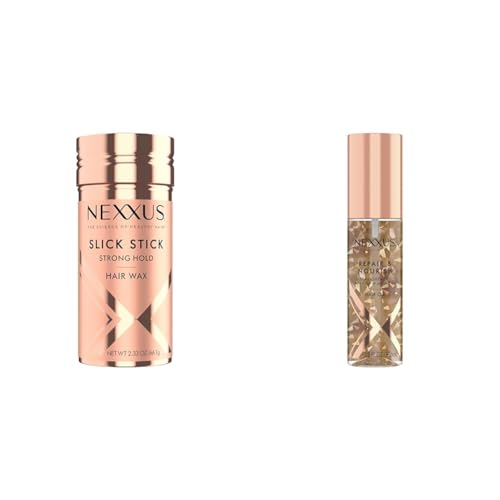 Nexxus Strong Hold 2.33oz Hair Wax Slick Stick and 3.3oz Repair & Nourish Ultra Lightweight Hair Oil Bundle