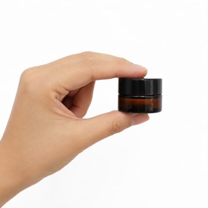 12Pcs Amber Glass Jars with Black Lids - 5ml Refillable Cosmetic Containers