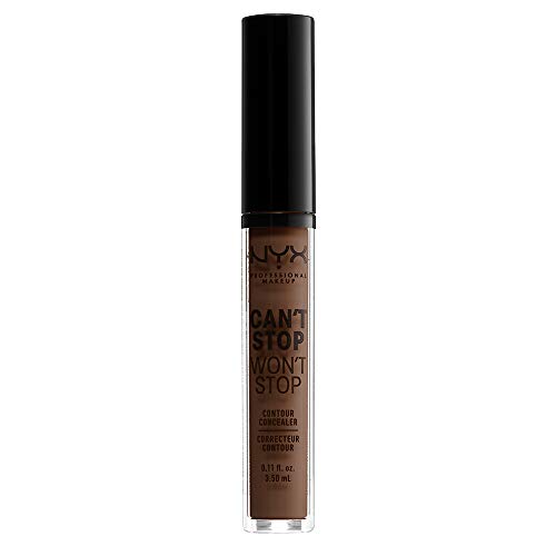 NYX PROFESSIONAL MAKEUP Can't Stop Won't Stop Contour Concealer, 24h Full Coverage Matte Finish - Deep (Pack of 2)