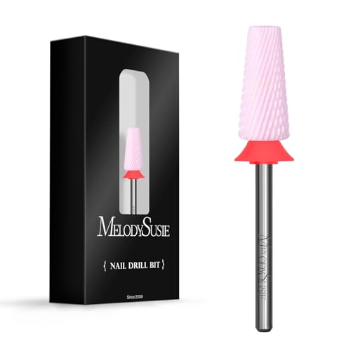 5 in 1 Ceramic Nail Drill Bits - Fine Grit, 3/32'' Shank, Pink