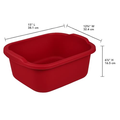 12 Quart Heavy-Duty Red Dishpan for Washing & Soaking