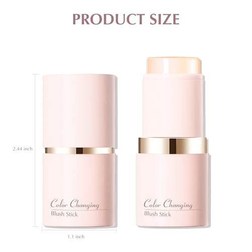 Blush Stick - Clear Orange Blush for Cheeks Color Changing to Pink Hydrating Multi-Use for Eyes Lipstick Tinted Waterproof Lightweight Buildable Cream Face Blusher Daily Makeup
