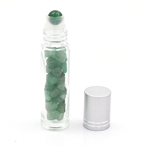 fengshuisale Essential Oil Roller Bottle 10ml w EVA Carrying Travel Case£¨Clear Glass Bottle with silver Cap¡¢10pack¡¢Gemstone Roller Balls¡¢Crystal Chips Inside¡¢Opener Gemstone Roller Ball Bottles