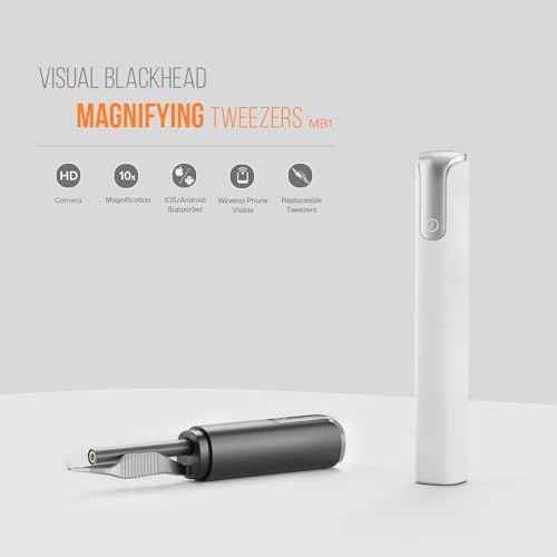 Blackhead Removal Tweezer with 1080p Camera, Ultimate Precision: Blackhead Removal with Camera - Perfect for Delicate Tasks! - - Eyebrow Tweezer, Pull White Hair (White)