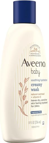 Aveeno Baby Soothing Hydration Creamy Body Wash with Natural Oatmeal, Baby Bath Wash for Dry & Sensitive Skin, Hypoallergenic, Fragrance-, Paraben- & Tear-Free Formula, 8 fl. oz (Pack of 2)