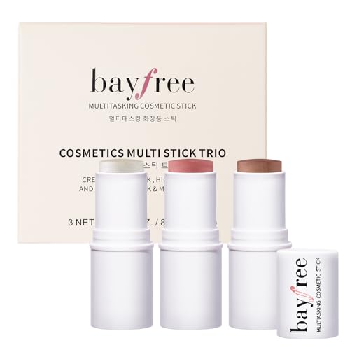 bayfree 3 PCS Makeup Cream Contour Stick Set, Highlighter Stick & Bronzer Stick & Blush Stick, Long Lasting, Natural Face Contour, Dewy & Matte Finish, Multi Stick Trio for All Skin