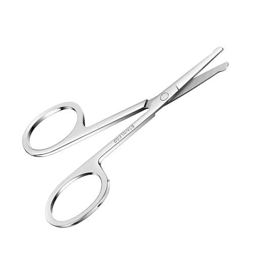 5-Piece Men's Safety Rounded Tip Small Scissors - Professional Stainless Steel Trimming Scissors for Mustache, Nose, Beard, Eyebrows, Eyelashes, and Ear Hair Cutting