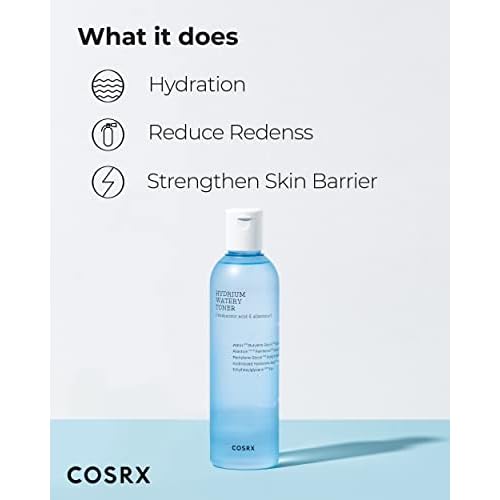 COSRX Hydrium Watery Toner, 280ml / 9.46 fl.oz | Moisturizing Korean Toner | Hyaluronic Acid, Allantoin, Panthenol | Korean Skin Care, Not Tested on Animals, Paraben Free