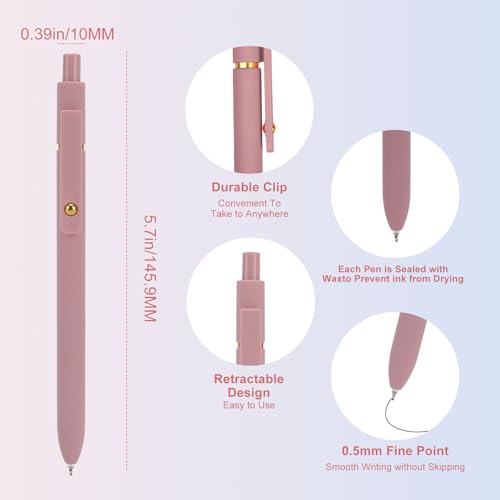 Morandi 6 Pack Retractable Gel Pens 0.5mm Quick-Dry Black Ink - Ddaowanx