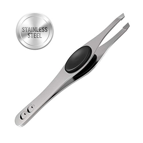 Precision Tweezers for Women Facial Hair - Stainless Steel Tweezers for Women and Men - Ideal for Eyebrow Shaping and Hair Removal - Slanted Tips, Durable and Ergonomic Grip Design