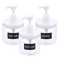 Segbeauty 3pcs Clear Lotion Dispenser, 16.9oz 500ml Wide Mouth Pump Bottles with Labels, Empty Refillable Plastic Press Soap Dispenser Shampoo Condition Bottle Hand Soap Container for Bathroom Kitchen