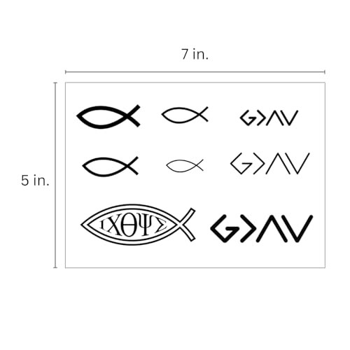 One Grace Christian Temporary Tattoos - God is Greater than Highs and Lows, Cross Tattoos, Ichthys