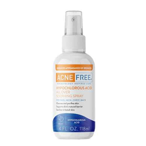 AcneFree Hypochlorous Acid Soothing Spray for Face & Body ? Redness Relief Mist for Acne-Prone, Sensitive, or Irritated Skin ? Gentle Daily Spray for Breakout Support & Skin Barrier Balance ? 4 ounce