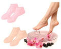 Pink & Beige Silicone Moisturizing Socks for Women - 2 Pairs Fits Up to Size 10, Cracked Heel Repair & Softening Skin