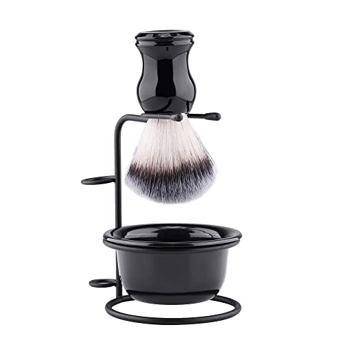 Aethland Men's Shaving Brush and Bowl Set, 3 in 1 Synthetic Shaving Brush with Alloy Shaving Stand & Shaving Soap Bowl Shave Brush Kit for Men Husband Father Birthday Boyfriend Valentines Day Gifts