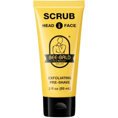 Bee Bald SCRUB Exfoliating Pre-Shave for Deep Cleans & Removing Pore Clogging Dirt, Oil & Dry Flaky Skin. Prepares You For a ¡®Super Close Shave¡¯, 3 Fl Oz