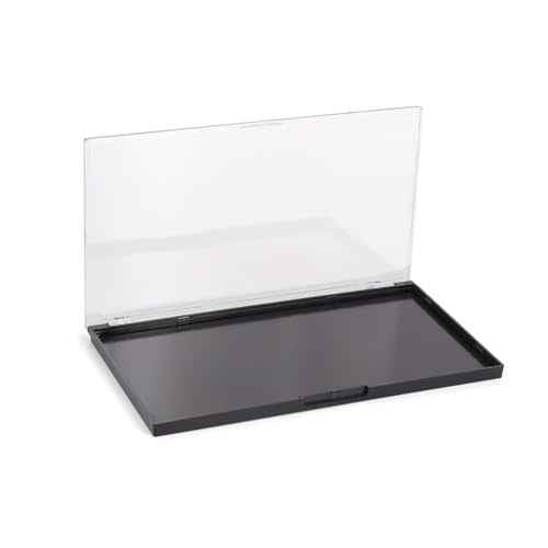 Magnetic Makeup Palette with Clear Top, 3Pack Empty Eyeshadow Pan Dispensing Storage Box with 60Pcs Adhesive Metal Stickers for DIY Cosmetics Lipstick Blush Powder-7.71¡±X4.33¡±Palette