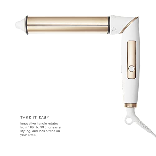 Kristin Ess Hair 1 1/4 Inch Rotating Curling Iron Pivot Wand for Beach Waves - Dual Voltage + Auto Shut Off - Long Barrel Salon Professional Hot Tool Curling Iron - Rotate + Spin to 90 Degrees