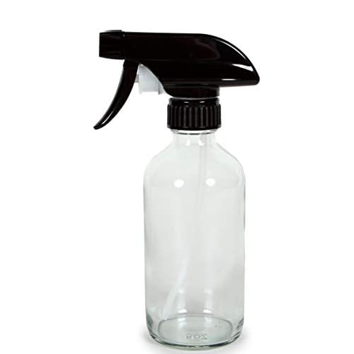 Vivaplex, 6, Large, 8 oz, Empty, Clear, Glass Spray Bottles with Black Trigger Sprayers (Pack of 2)