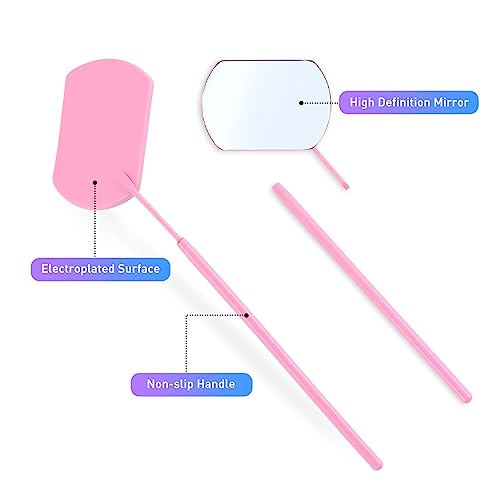 Heart-Shaped Handheld Mirror Set with Lash Mirror, Pink
