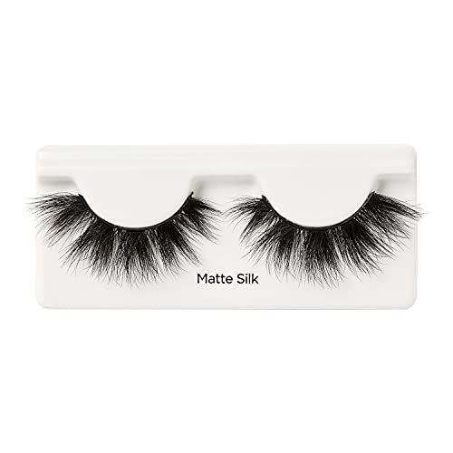 KISS Lash Couture Matte Black Faux Mink Collection False Eyelashes, 14 mm, 3D Volume, Soft & matte Finish, Plush Effect, Easy to Apply, Reusable, 1 Pair Fake Lashes, Style 'Matte Silk'