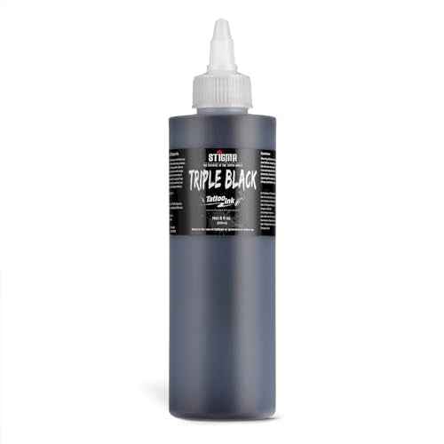 STIGMA Triple Black Tattoo Ink 8OZ, Tattoo Ink Black Professional 240ml for Black Lining and Black Shading, Tattoo Supply for Tattoo Artist TI953-8OZ-TR