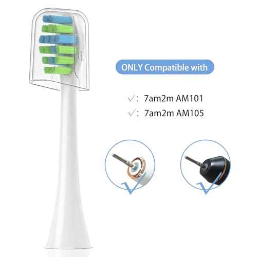 Toothbrush Replacement Heads Compatible with 7AM2M AM100/AM105/AM111 Electric Toothbrush, Soft Brush Bristles, 5 Pack White + 5 Pack Black