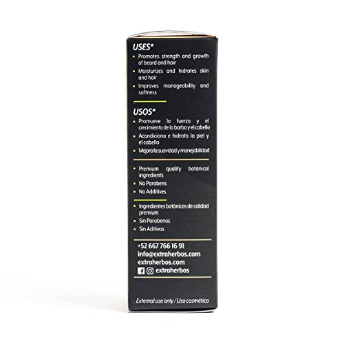 Extraherbos Beard and Skin Oil 30ml - 100% Natural and Organic with MCT Coconut, Bergamot, Vitamin E - Stimulates Growth, Deep Hydration, Softens and Strengthens - Cedar Scent