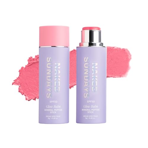 Naked Sundays Peptide Glow Mineral SPF 50 Blush Stick Pink Pop - Hydrating & Broad Spectrum Sun Protection
