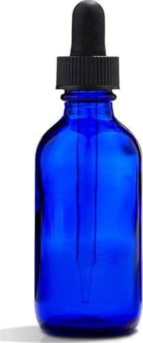 Blue Glass Dropper Bottle 2 Fl Oz for Essential Oils & Liquids