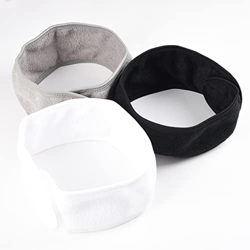 alileona Spa Facial Headband Adjustable Makeup Hair Band with Magic tape Shower Terry Cloth Headbands（Black,White,Gray